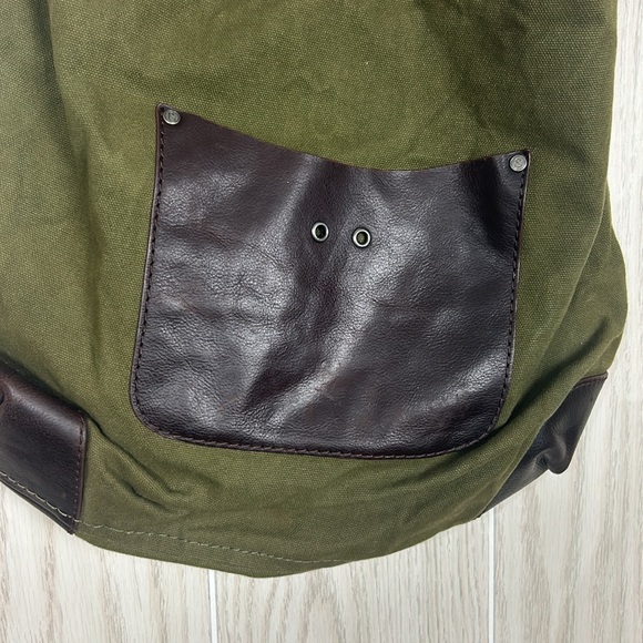 Treasure & Bone Army Green Brown Leather Canvas Shoulder Bag - Picture 7 of 9